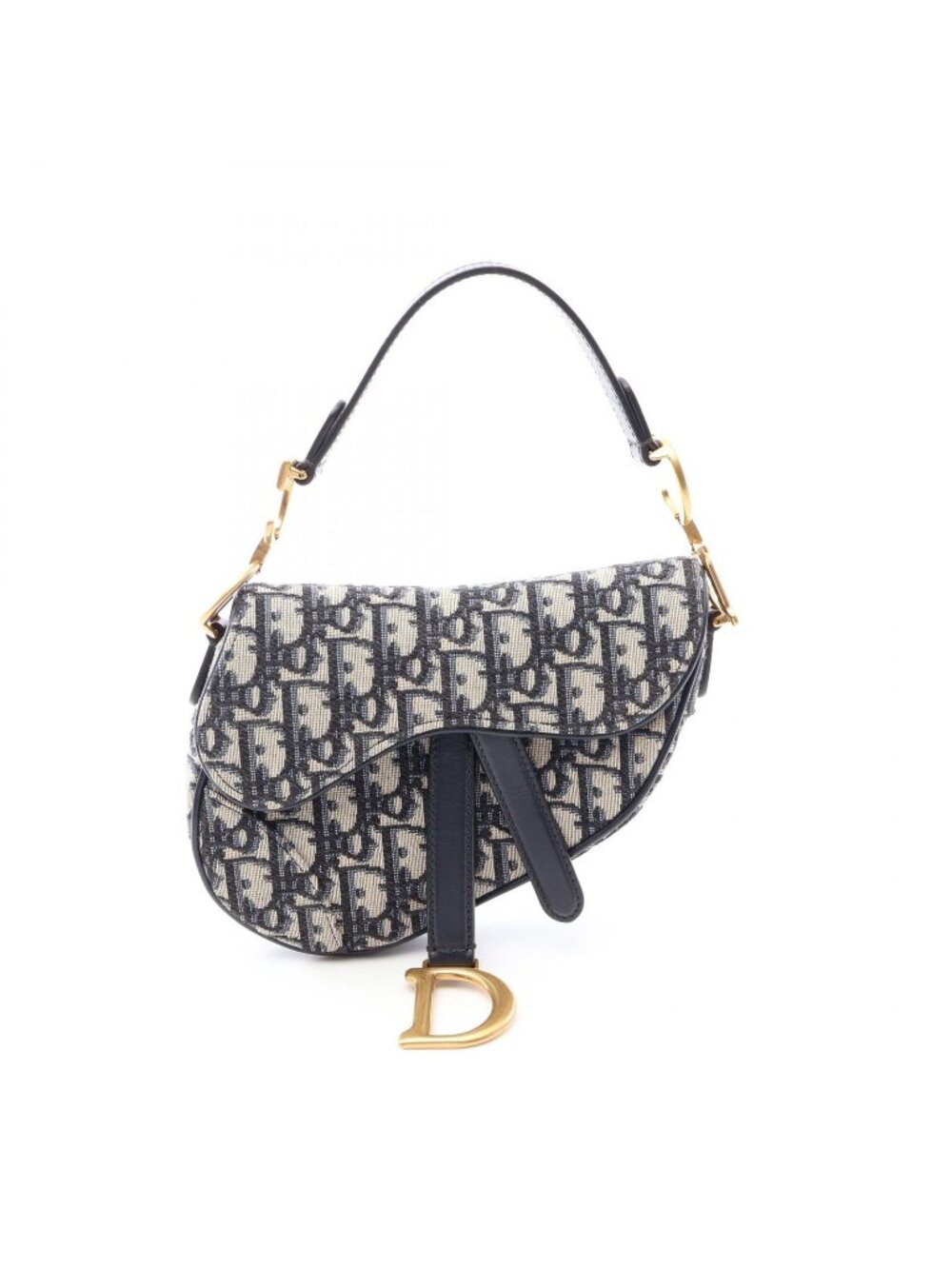 Dior Saddle Bag Mini Oblique Jacquard Beige Navy Canvas Leather